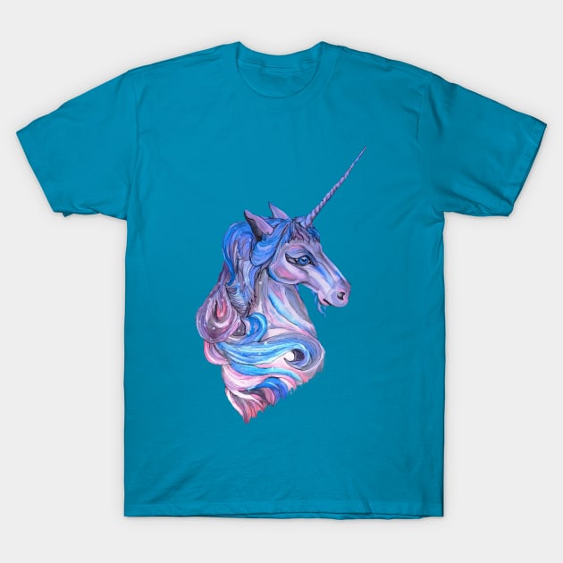 Colorful Unicorn Face T-Shirt by candimoonart